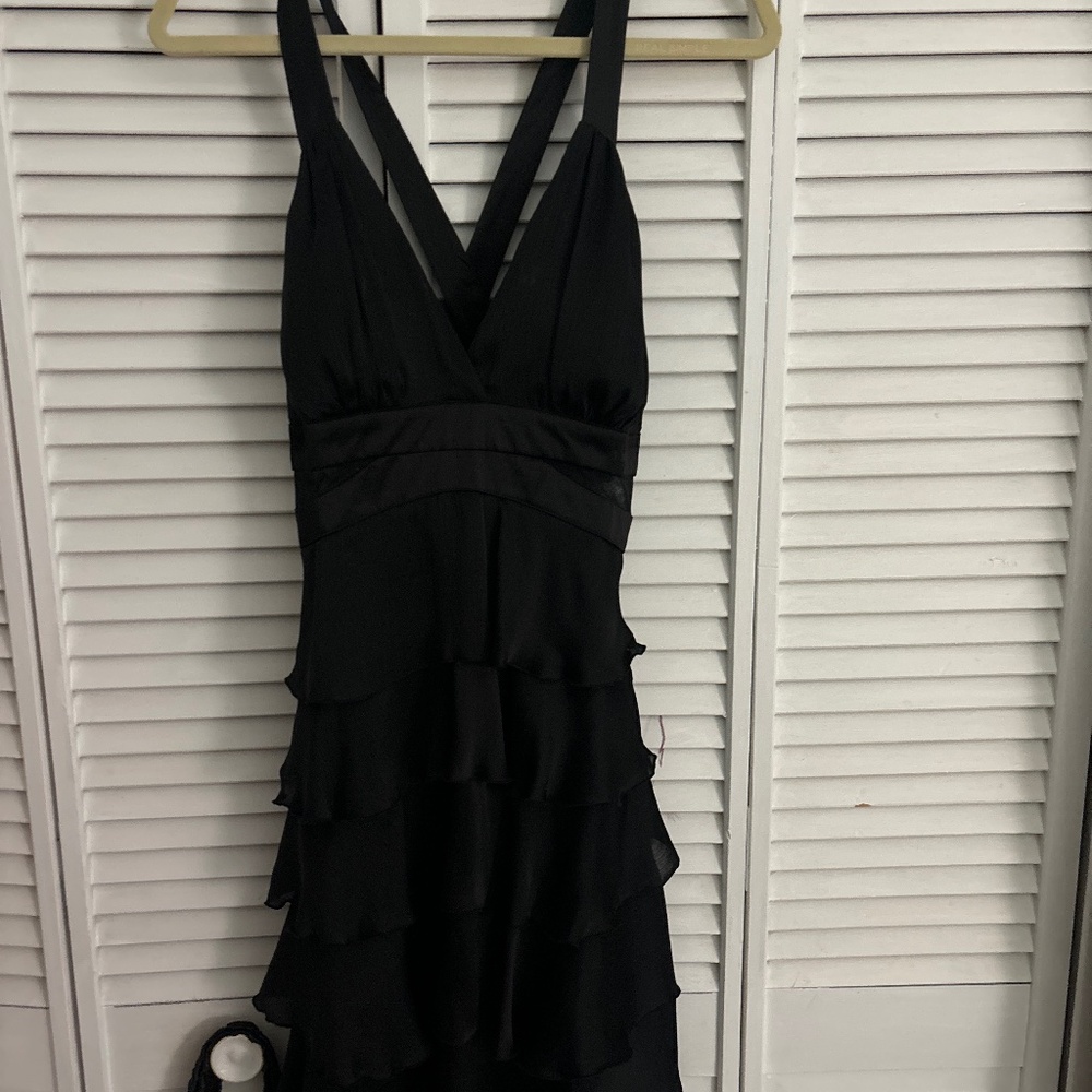 Black cross cross ruffle dress